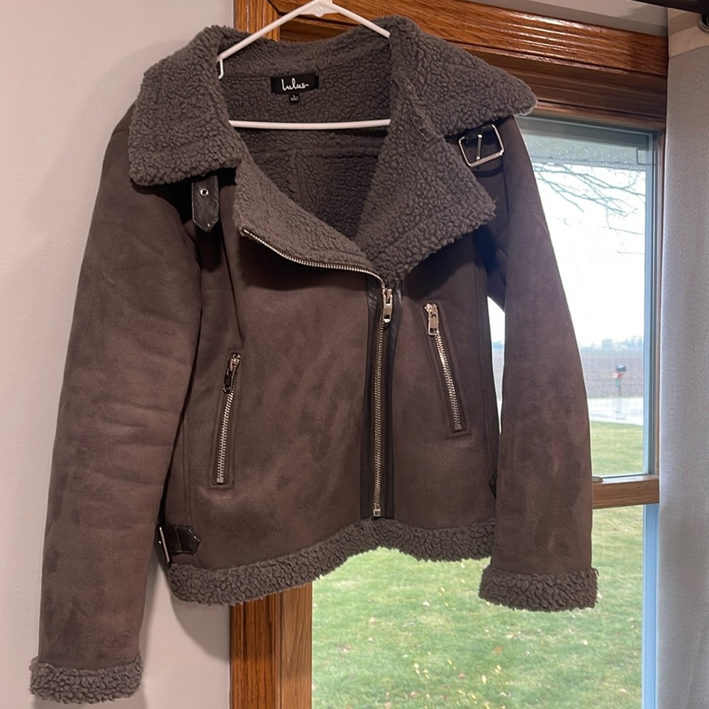 Lulus Sherpa/faux suede coat
